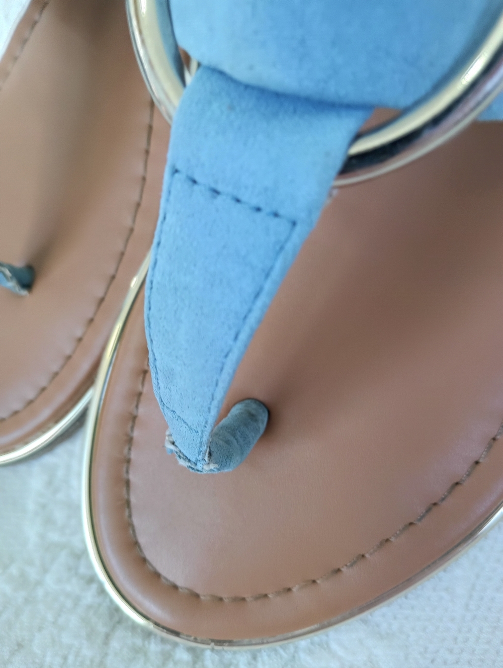 Liz Claiborne Powder Blue Suede Ring-Accent Thong Sandals Flats Casual Comfy 7M - Picture 5 of 13